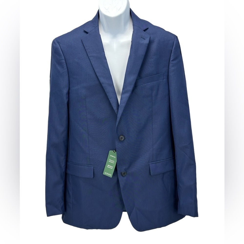 Alfani Slim Fit Stretch Wrinkle Resistant Suit Jacket - Navy Blue - size 40L
